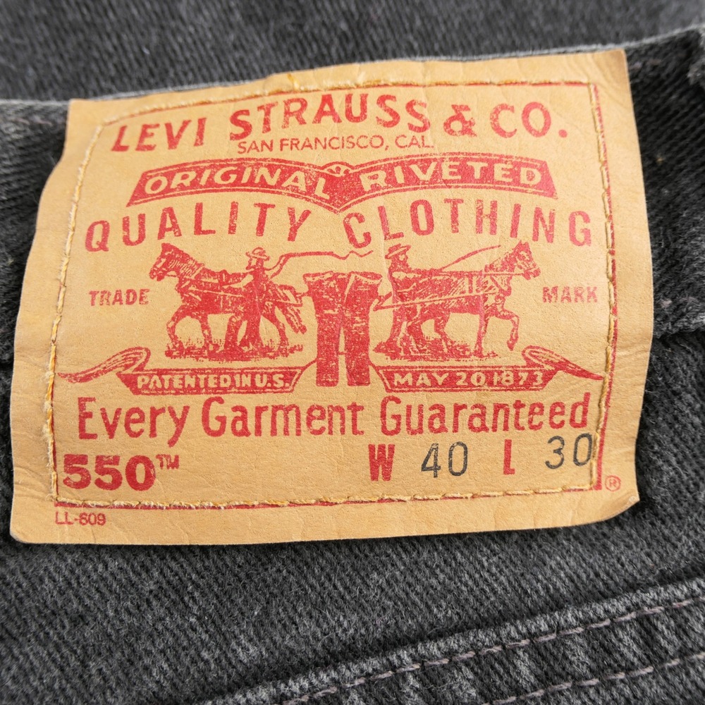 Vintage Levis 550 Jeans Mens 40x30 (38x27.5) Relaxed Black Denim Casual Workwear - Picture 6 of 13